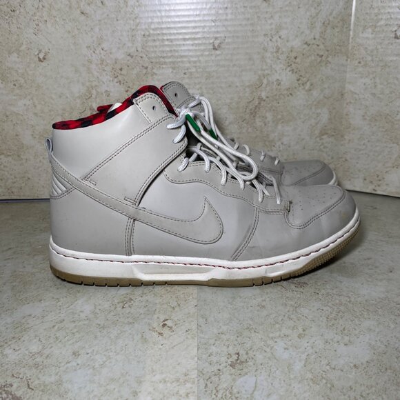 Nike Dunk High Premium Sneakers Size 9.5 Beige & Red Plaid Lining 845055-201 - Picture 3 of 9